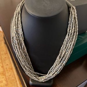 Multi strand silver necklace